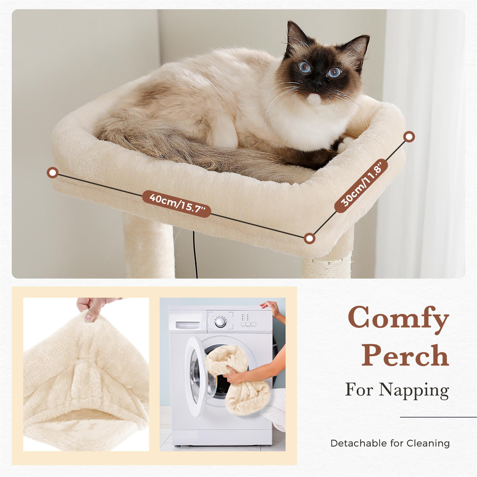 Kadyn 60" Cat Tree for Indoor Cats with Scratching Posts Cat Condo, Cat Tree Tower House, Beige
