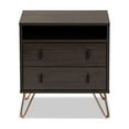 thumbnail image 3 of Glover Modern and Contemporary Dark Brown Finished Wood Metal 2-Drawer Nightstand, 3 of 5