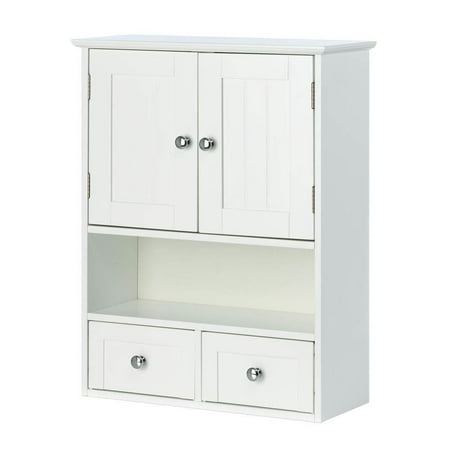 Bathroom Wall Cabinet, Wood White Rustic Nantucket Wall ...