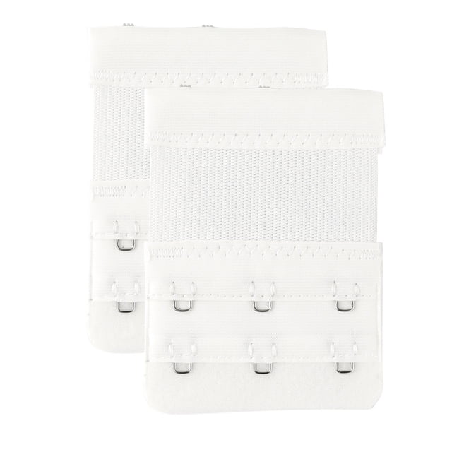 INSPIRE CHIC 2 Pcs Rallonges de Soutien-Gorge Extensibles pour Femmes, 2x2/2x3/2x4 Crochets Élastiques Bretelles de Soutien-Gorge Blanc 2 Rangées 3 Crochets