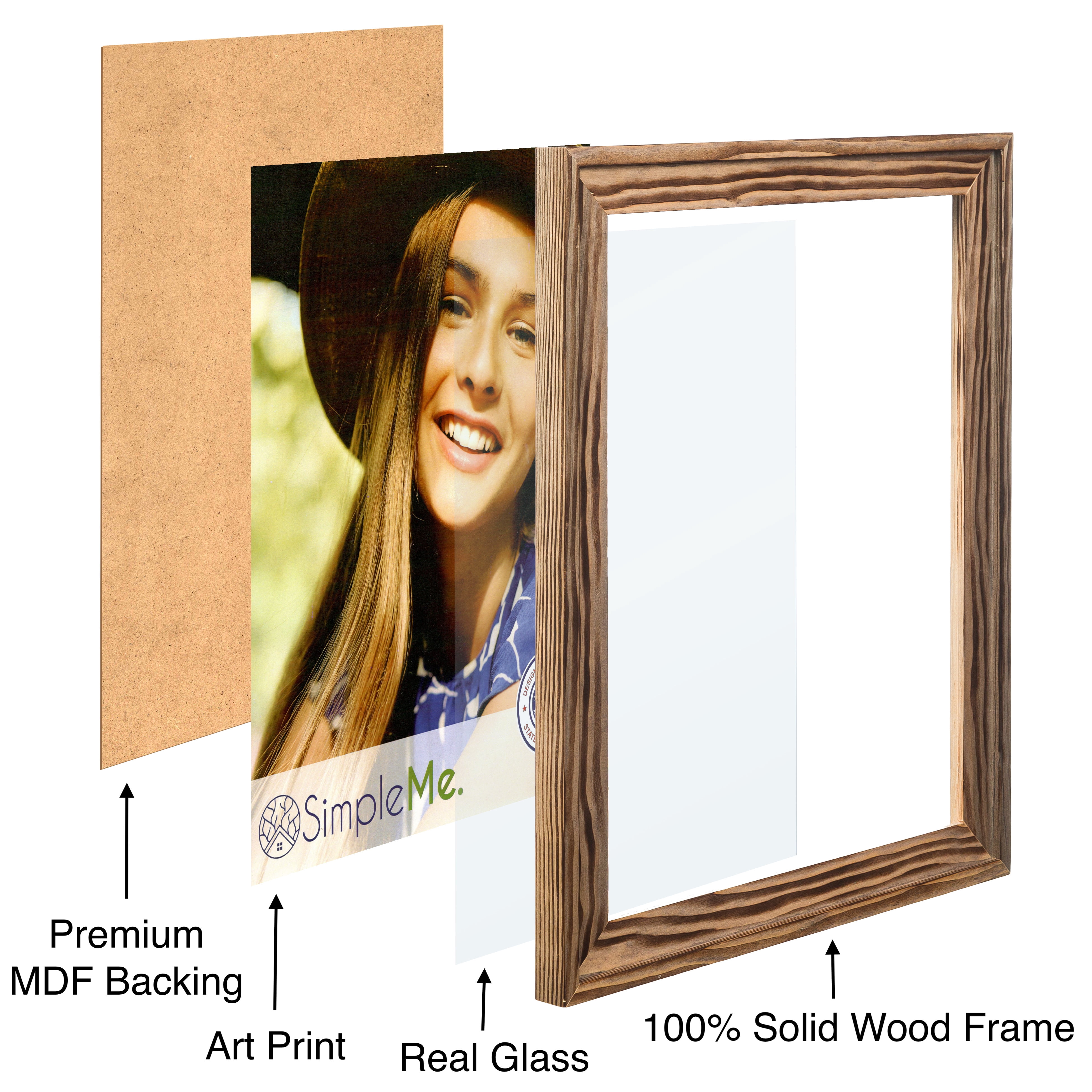 100% Solid Wood Picture Frames 8x10 with Glass 2 Pack - Rustic Natural Wooden Photo Frame Wall or Tabletop Display, Wide Moulding