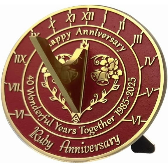NauticalMart 40th Ruby Anniversary Unique Marriage Present for Parents, Grandparents, Friends, Husband or Wife, Couples, Him & Her Wedding Anniversary Sundial Gift 2025 (40th Anniversary)