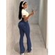 thumbnail image 5 of Leggins YEOREO Brittany Flare con bolsillos para mujer, color azul marino, talla M, 5 of 6
