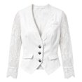 thumbnail image 7 of Lovzfmll Blazer for Women, Lace Trim Single-Breasted Suit Jacket, Dressy Slim Fit Long Sleeve Party Outerwear White, M, 7 of 7