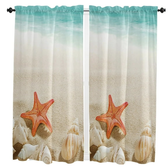 Summer Beach StarShell Curtain Home Decoration Living Room Short Curtains Window Treatments For Kitchen Bedroom