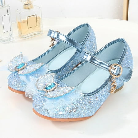 

8QIDA Sandals with Back Strap Girls Sandals Closed Toe Heels Wedding Party Shoes Sequins Bow for Toddler 35