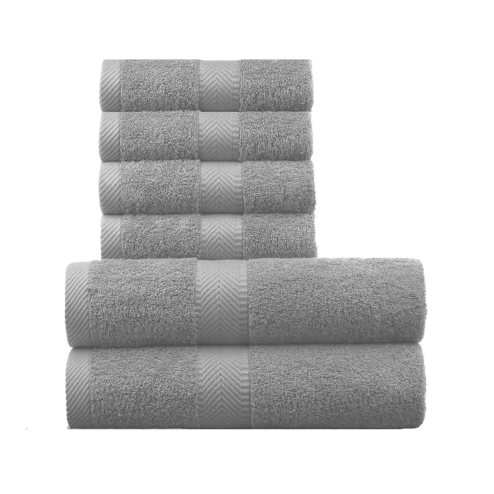 Terry Cotton Bath and hand Towel, Set of 6, Silver Gray Color - Walmart ...