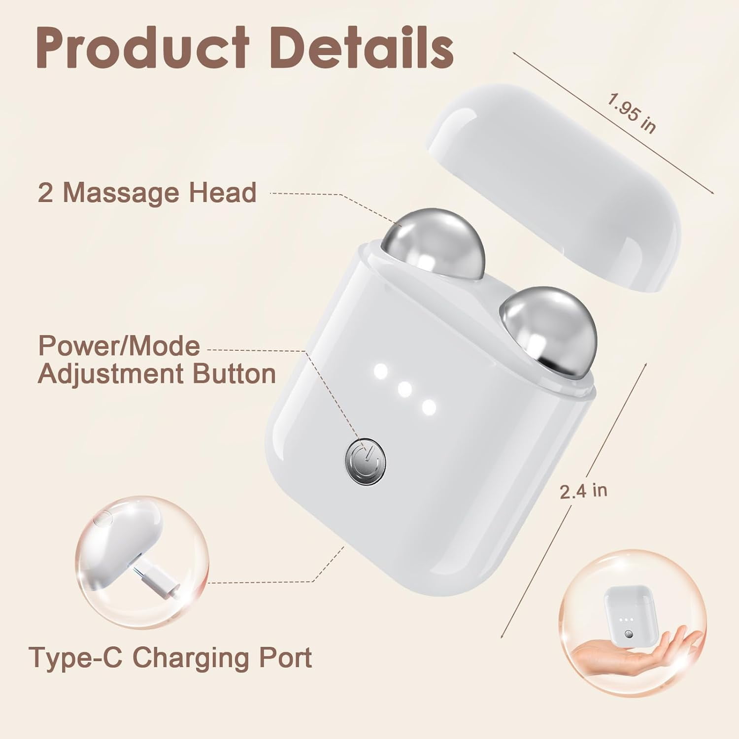Microcurrent Facial Device, Mini Microcurrent Face Lift Device for Face Lifting and Facial Sculpting, Portable Facial Roller Massager Tool for Man and Woman,White
