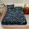 thumbnail image 2 of COEQINE Twin XL Size Sheet Soft Wrinkle Free Fitted Sheet with 2 Pillowcases, Fade Resistant Easy Care Non-Slip Bedsheet for for Twin XL Size Bed, Leopard Print Blue Black, 2 of 5