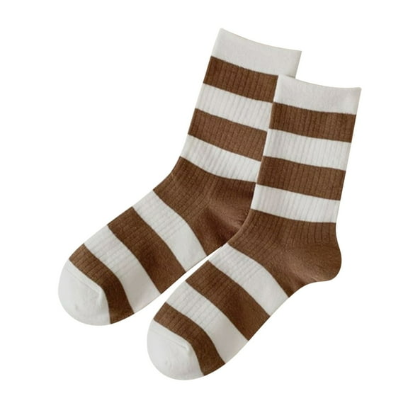BLOCLOALO 1 Pc Short Socks Women Crew Socks Women Autumn and Winter Pile Pile Socks in the Tube Socks Brown Retro Striped Socks Polyester Socks Thick Comfortable Socks Warm Socks A One Size