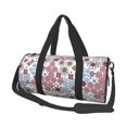 thumbnail image 2 of Xecao Abstract Floral print Round Travel Duffel Bag is a foldable gym bag with an inner pocket, perfect for travel sports, 2 of 8