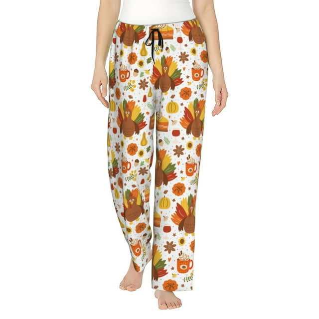Balery Thanksgiving With Turkey Pantalones de pijama para mujer, pijamas ultraligeros, pantalones de estar por casa-Small