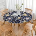 thumbnail image 3 of Pioneer Flower Floral Print Pattern Round Fitted Tablecloth with Elastic Edge,Dining Table Cover Waterproof,Outdoor Round Tablecloth for Camping,Dining,Indoor and Outdoor, 3 of 7