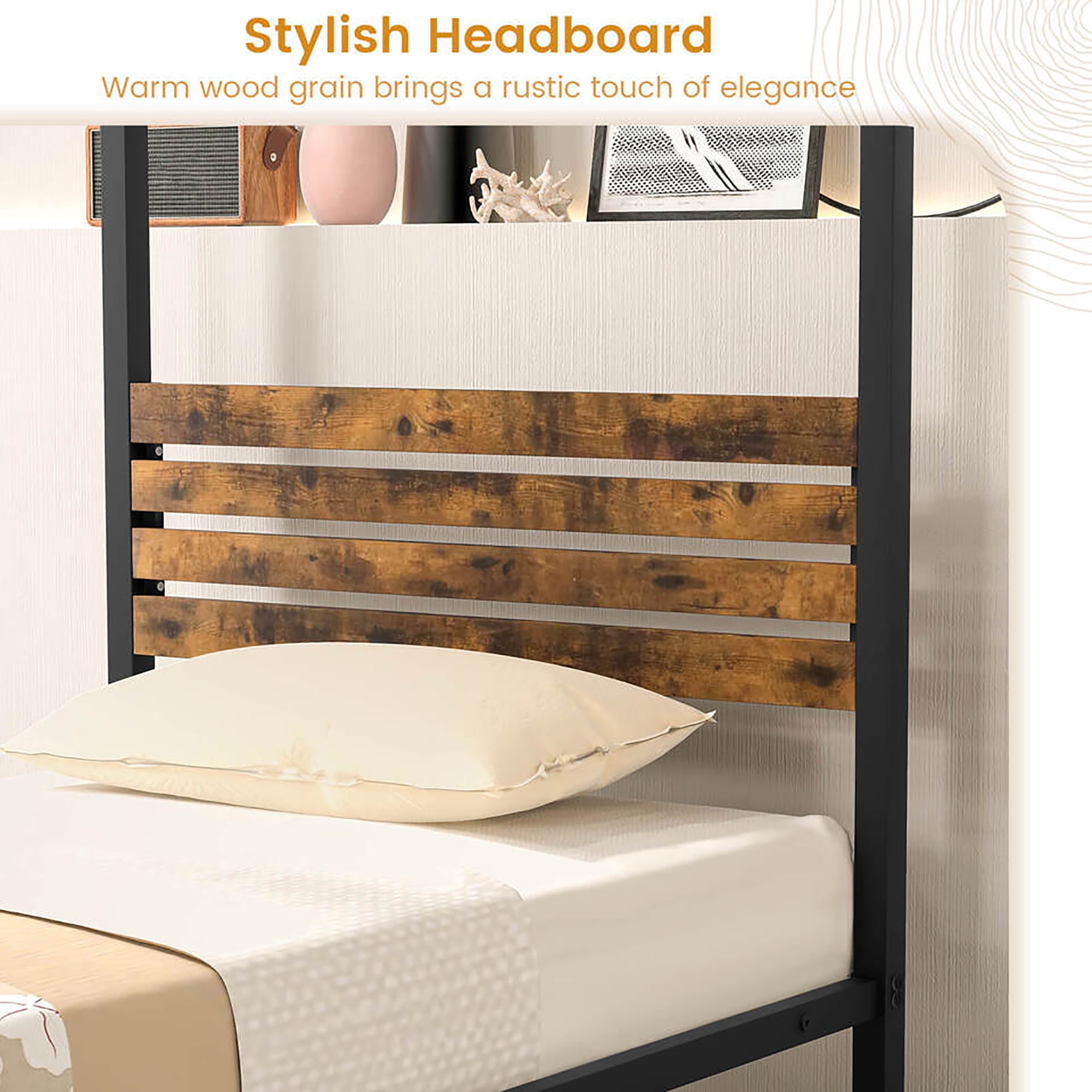 Gymax Twin Size 4-Post Canopy Bed Frame Rustproof Metal Noise-free with Foot Pads