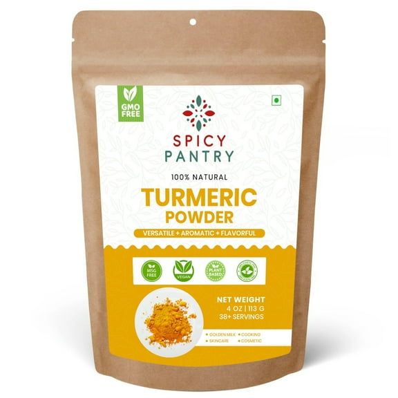 Spicy Pantry Turmeric Powder (4 oz) – Ground Turmeric Root, Vibrant Golden Color, 100% Pure, No Additives