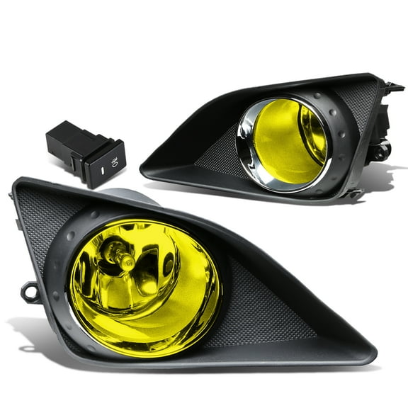 DNA Motoring FL-ZTL-199-AM For 2009 to 2010 Toyota Corolla E140/E150 Sedan Pair Front Bumper Driving Fog Light Lamp Bezel Switch Amber Lens