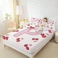 thumbnail image 4 of Feelyou Pink Fashion Letter Bed Sheets for Kids, Cartoon Monogrammed P King Sheets, Cute Bowknot Cherry Sheet Set, Super Cozy Room Decor, 4pcs, 4 of 7