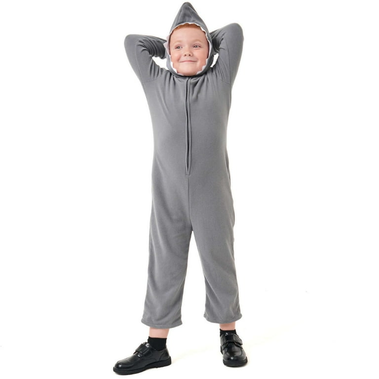 Shark Costume Kids Grey Hooded Jumpsuit Shark Costume Kids Grey Hooded Jumpsuit