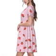 thumbnail image 2 of Disketp Strawberry Floral para Vestido de Manga Corta para Mujeres, Vestidos de Verano para Mujeres, Casual y Holgado para la Playa, 2 of 6