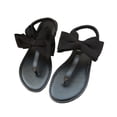 thumbnail image 5 of Kojanyu Women's Bow Knot T-Strap Flat Sandals Open Toe Summer Casual Beach Walking Thong Shoes PU Leather Slip On Footwear, 5 of 10