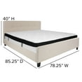 thumbnail image 4 of BizChair King Size Four Button Tufted Upholstered Platform Bed in Beige Fabric with Mattress, 4 of 6