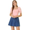 thumbnail image 1 of Unique Bargains Blouse Élégante à Manches Bouffantes pour Femmes, Col Carré, 1 of 6