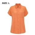 thumbnail image 2 of Camisas con cuello en V y botones para mujer, blusa de manga larga, manga enrollable, camisetas informales lisas con bolsillos, 2 of 8