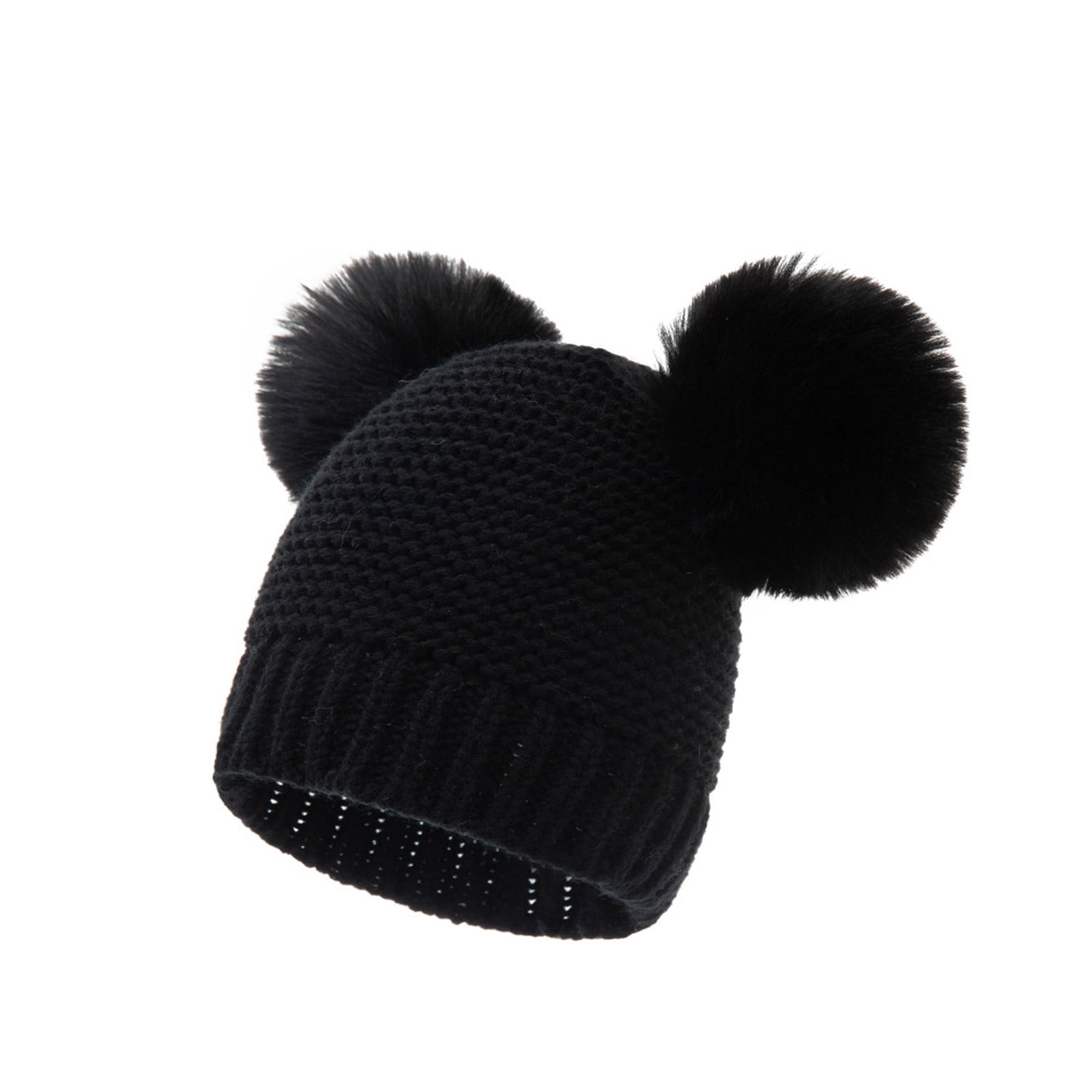 Baby Cute Solid Beanie Double Hair Ball 