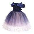 thumbnail image 2 of TAGOLD Toddler Kids Girls Princess Pageant Gown Christmas Party Paillette Wedding Dress Navy 130, 2 of 5