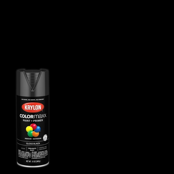 Krylon COLORmaxx Paint Primer, Gloss, Black, 12 oz