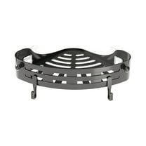 Luoshdecor Bathroom Shower Caddy , No Drill Plastic Shower Organizer with 2 Hooks for Bathroom Kitchen (Corner Shelf, Black)