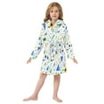 thumbnail image 6 of FORMRS Niños Bathrobe Unisex Hooded Robe Soft Plush Pajamas Sleepwear, Size 2-3T, Blue Simple Shapes, 6 of 7