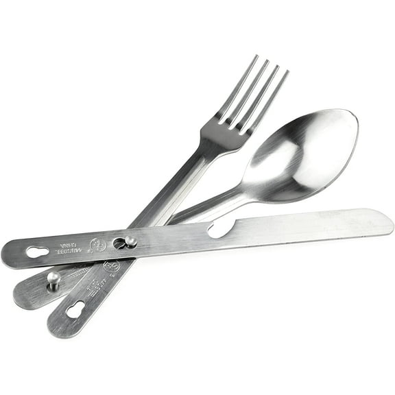 ASR Outdoor 3pc Camping Utensil Set Military Ration Knife Fork Spoon Accessories