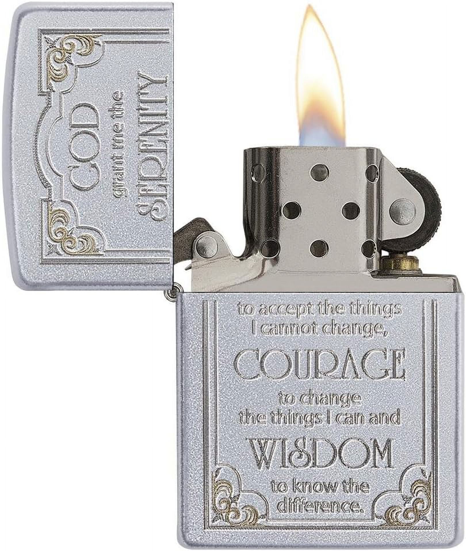 Zippo Lighter- Personalized Engraved Message on Backside Cross Prayer Design Windproof Lighter (Serenity Prayer 28458)