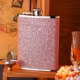 thumbnail image 4 of iMucci Stainless Steel Colorful Glitter Hip Flask for Liquor with Funnel- Stores 8 Ounces/240ml, Pink, 5.3in Height, 4 of 9