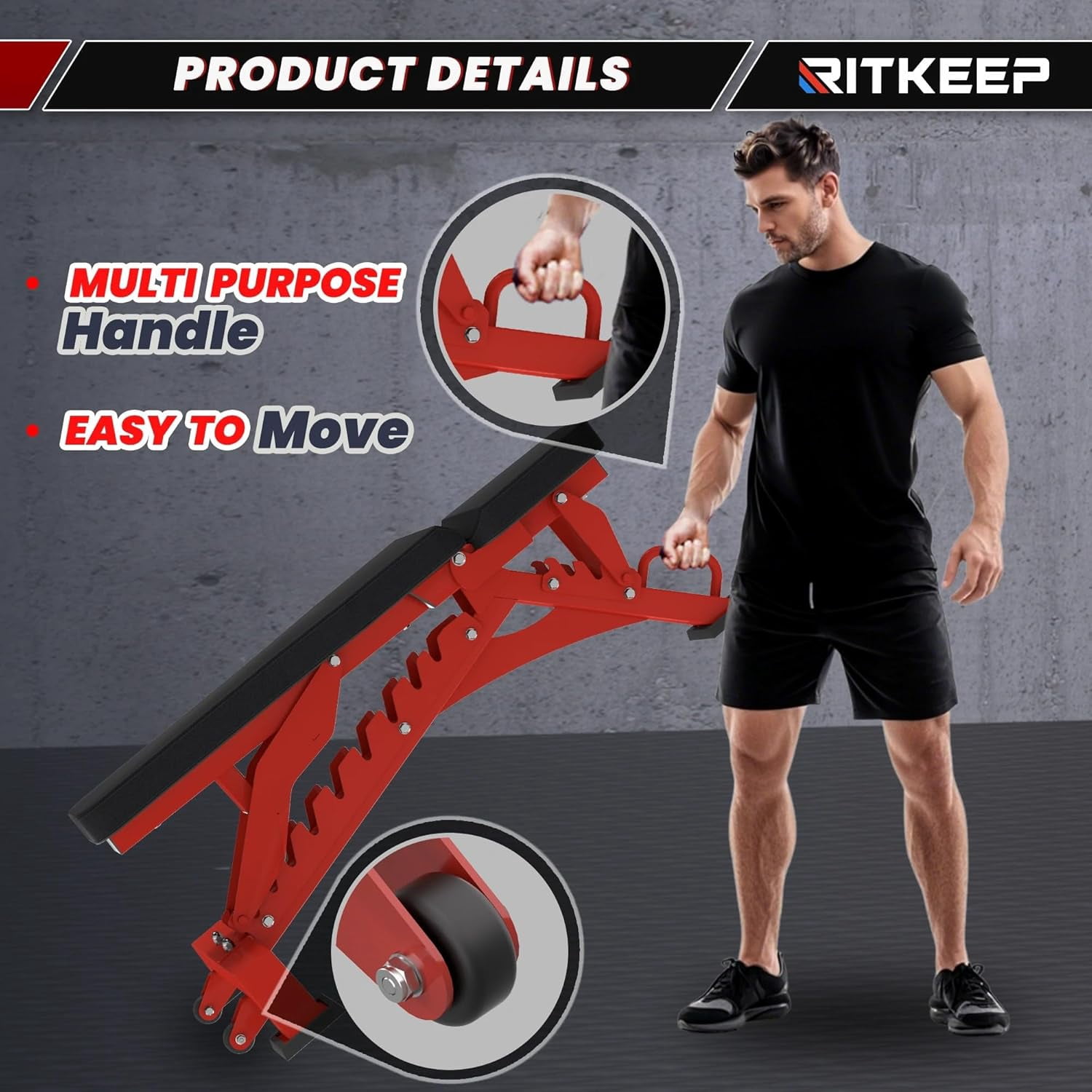 RitKeep Fitness Adjustable Weight Bench 1300 lb Capacity for Home Strength Training