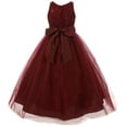 thumbnail image 2 of Little Girl Dress Elegant Tulle Bridesmaid Party Pageant Prom Flower Girl Dress Burgundy 4 (M3B8K2), 2 of 4
