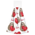 thumbnail image 7 of Dailycode Kitchen Wash Cloths with Hanging Loops Absorbent Absorbent Quick Drying Hand Towels, 2 Pack, Sloth with Love Balloon, 7 of 7