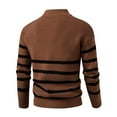 thumbnail image 3 of Wutalume Men's Round Neck Striped Colorblock Sweater with Half Zip Stand Collar Inner Slim Pullover, Versatile for Layering,Coffee XL, 3 of 3