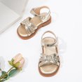 thumbnail image 7 of FINALGANG Little Girls Adjustable Ankle Strap Floral Applique Closed Toe Sandals Shiny Upper Flat Sole Summer Party Kids Princess Sandals Trendy Shoes 18-24 Months, 7 of 7
