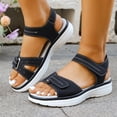 thumbnail image 2 of Walking Sandals for Women Thick Soft Sole Strappy Beach Shoes Comfortable Footbed Open Toe Lightweight Casual Summer Athletic Footwear Black Size 9.5, 2 of 6