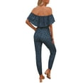 thumbnail image 6 of Seyurigaoka Women's Summer Off Shoulder Leopard Jumpsuit Elastic Waist Beam Foot Pants Rompers with Pockets, 6 of 7