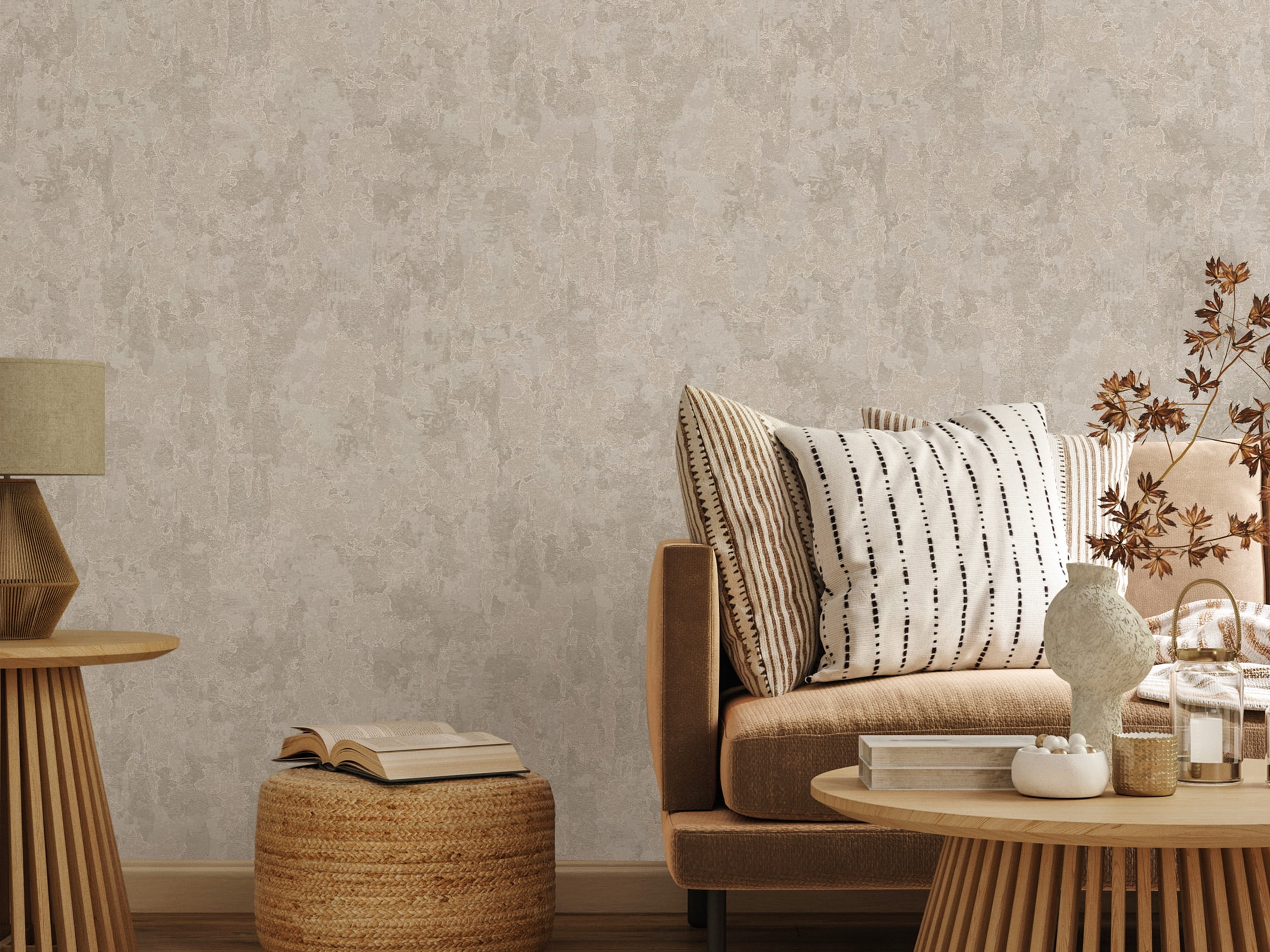 Silver Embossed Wallpaper, Texture Wallcovering, Decorative Roll, 41.7”W X 393”H 113.8 sq ft