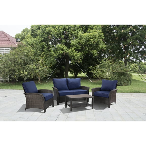 Williamsport 4pcs deep seating set -Dark Blue with furniture cover