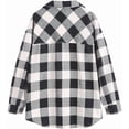 thumbnail image 4 of Camisa de manga larga a cuadros para mujer, con botones, mezcla de lana, chaqueta fina, blusa informal con bolsillo, 4 of 5