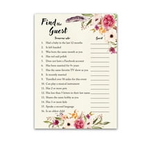 BOHO FIND THE GUEST Baby Shower Game — Pack of 25 — GIRL Bohemian Baby Shower Games, Icebreaker Baby Shower Party Game, Guess Who Came to the party Game, PINK Floral Shower Quiz Party Game G400-FTG
