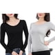 thumbnail image 1 of Minnieouse Ropa interior térmica femenina de manga larga, cómoda camisa de otoño invierno, ropa interior, lencería cálida, camiseta interior Prendas para la parte del cuerpo 2 piezas negro gris L, 1 of 6