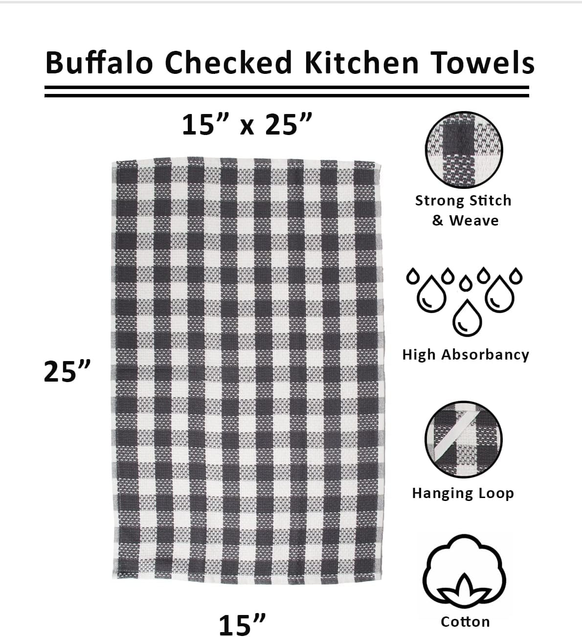 Food Network Buffalo Check Kitchen Towel 2-pk., Grey - Yahoo Shopping