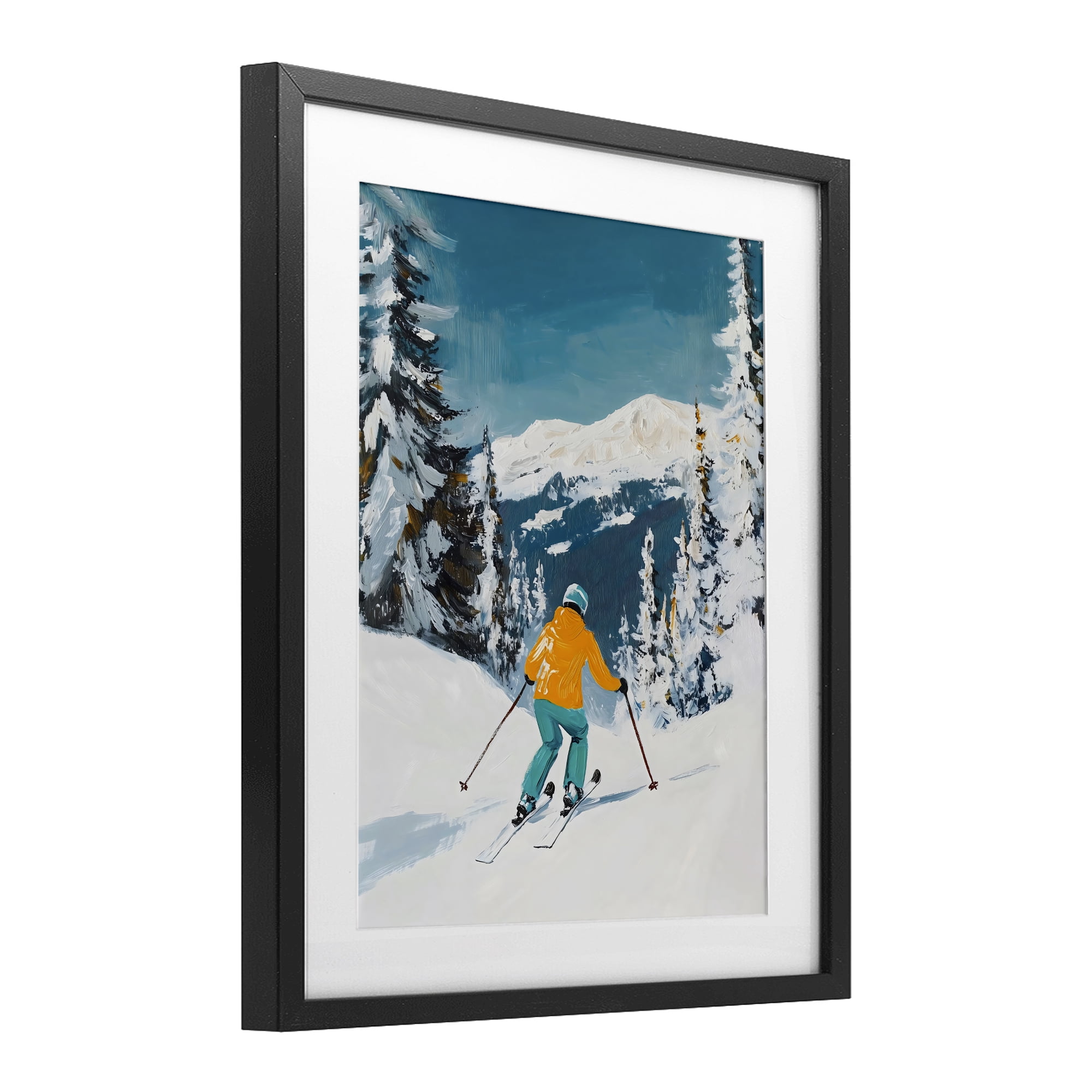 Stupell Industries Downhill Skier on Mountain Black Framed Print Under Glass, design by The Prints Vibe
