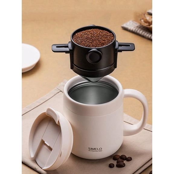 Stainless Steel Coffee Filter - No Paper Needed, Portable Foldable Design With Handle - Drip Filter Cup For Home & Travel Black 1Pcs
